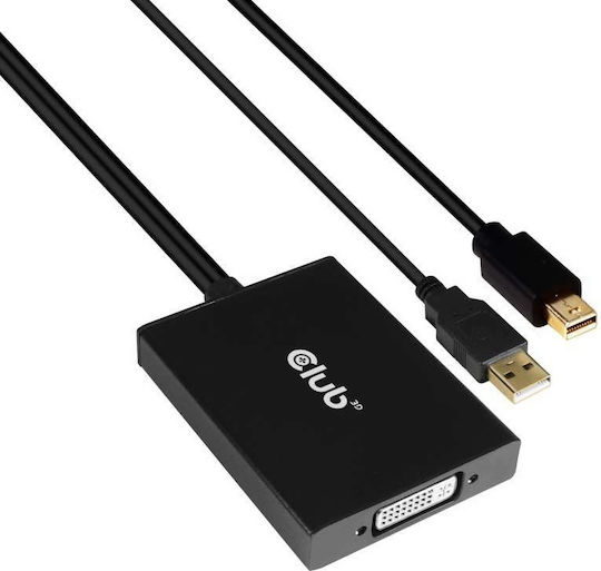 Club3D Μετατροπέας USB-A / mini DisplayPort male σε DVI-D female 1τμχ CSV-1611