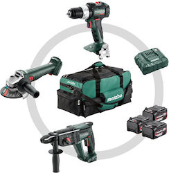 Metabo Combo Akkubetriebene Werkzeugsets Eckiges Rad, Schlagbohrschrauber & Hammer