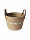 JK Home Decoration Διακοσμητικό Καλάθι Ψάθινο με Χερούλια Καφέ 20x20x27εκ.