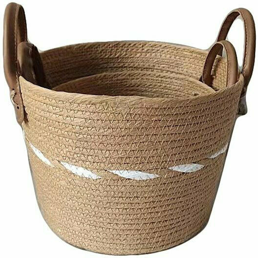JK Home Decoration Декоративна кошница Слама с дръжки Brown 20x20x27бр