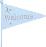 WOODEN FLAGS 15X40CM WELCOME (BLUE)