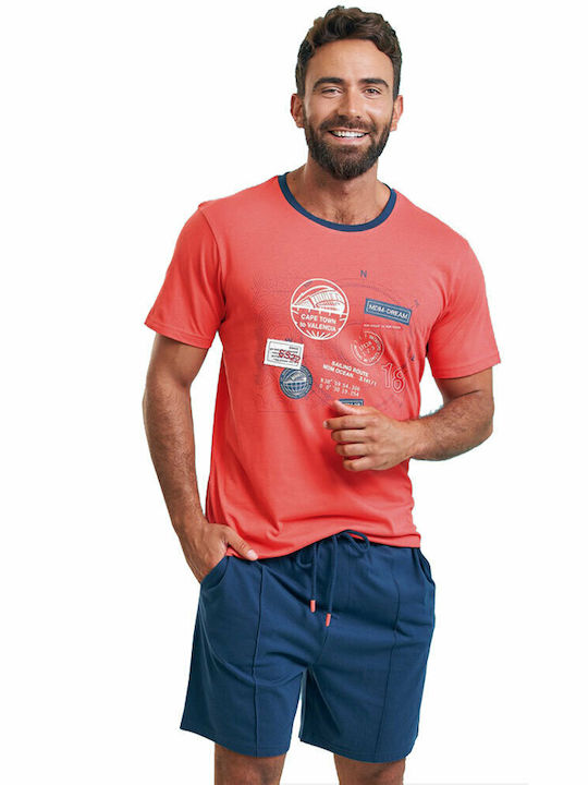 Muydemi Men's Summer Pajamas Set Orange