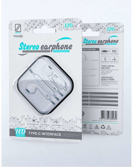 Yourz Earbuds Handsfree with USB-C Connector White