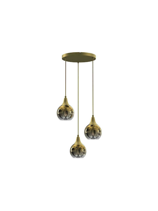 Milagro Monte Pendant Light Three-Light for Socket E27 Gold