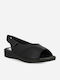 Leder Flache Sandalen für Damen Anatomisch in Schwarz Farbe