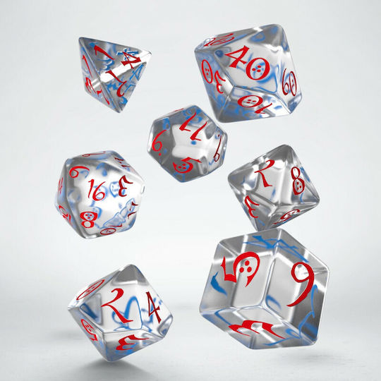 Q Workshop Classic RPG Dice Set Dice Translucent & Blue Red