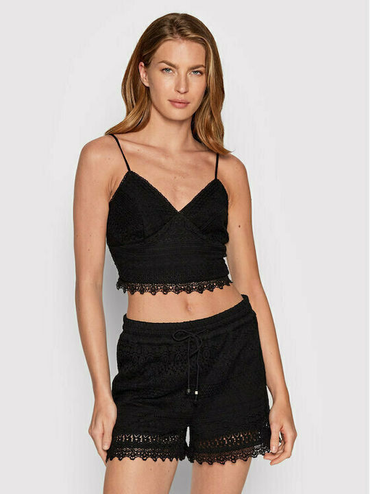 Vero Moda Women's Crop Top Cotton with Straps Black