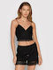 Vero Moda pentru Femei Crop Top din Bumbac cu Bretele Negru