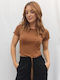 Only Summer Women's Blouse Short Sleeve Brown