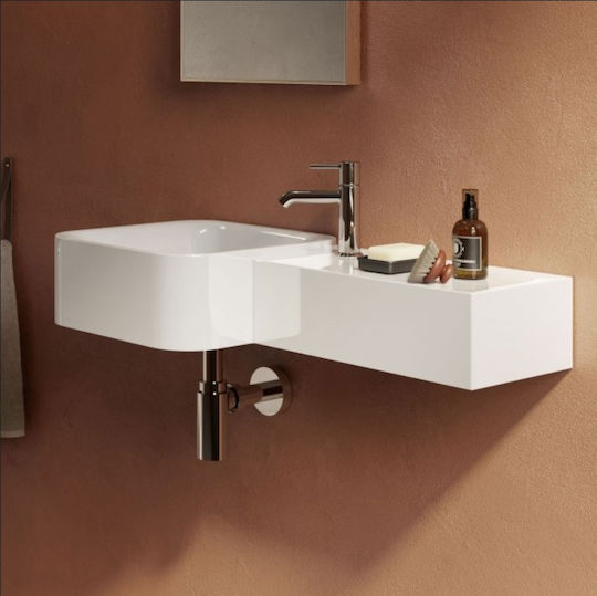 Rak Ceramics Petit Стенен Окачена мивка Порцелан 76.5x36x14см Бял