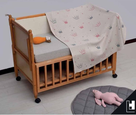 Liolios Home Κουβέρτα Κούνιας Crown Πλεκτή Γκρι 100x150εκ.