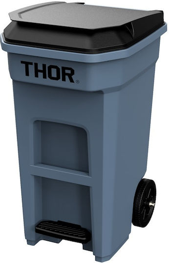 Ready Plastic Coș de gunoi Deșeuri Coșuri de gunoi cu roți cu Pedală Thor 120lt Gri