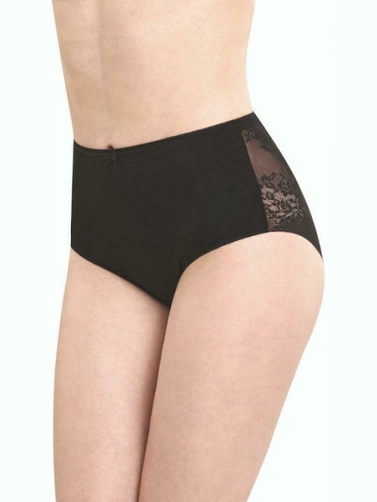 Norddiva Lingerie Nerma High Waist Seamless Lace Brief Black