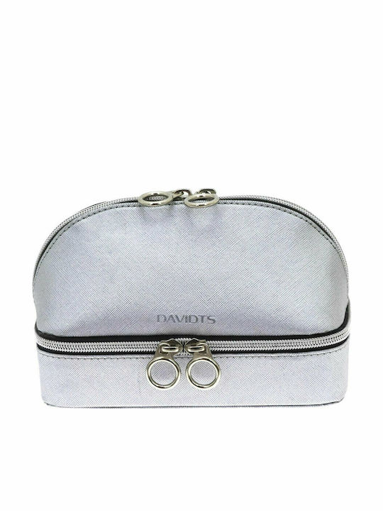 Davidts Velvet Travel Jewellery Box with Mirror Silver 19x14.5x9.5cm