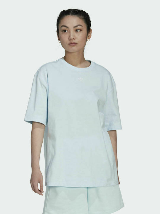 Adidas Καλοκαιρινή Γυναικεία Βαμβακερή Μπλούζα Πιτζάμας Almost Blue