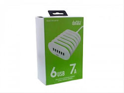 Durata Βάση Φόρτισης με 6 Θύρες USB-A 35W σε Λευκό χρώμα (A6702)