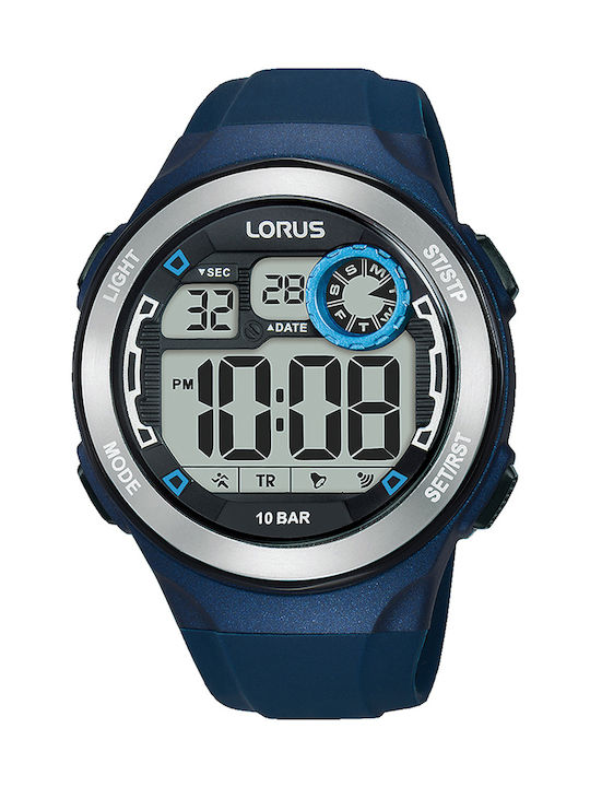 Lorus Ψηφιακό Ρολόι Χρονογράφος Μπαταρίας με Καουτσούκ Λουράκι σε Μπλε χρώμα