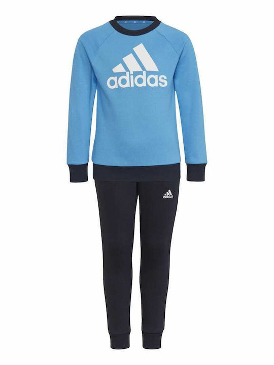 Adidas Παιδικό Σετ Φόρμας Γαλάζιο 2τμχ Essentials Logo French Terry