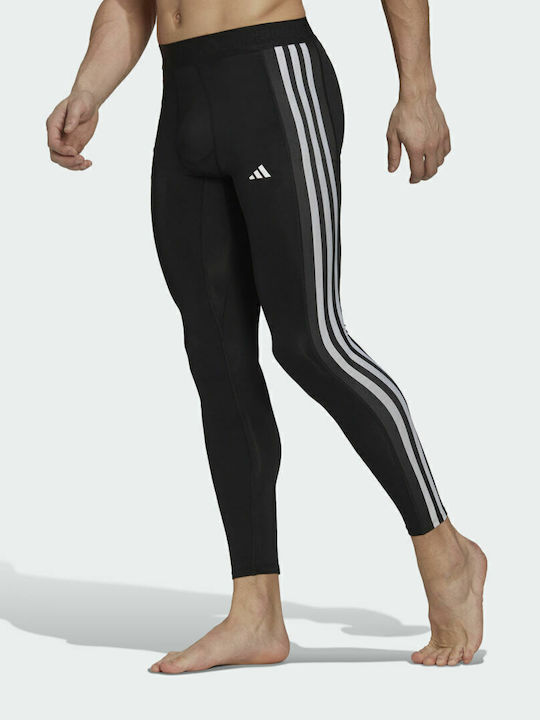 adidas Techfit 3-Stripes Men's Sports Long Leggings Black