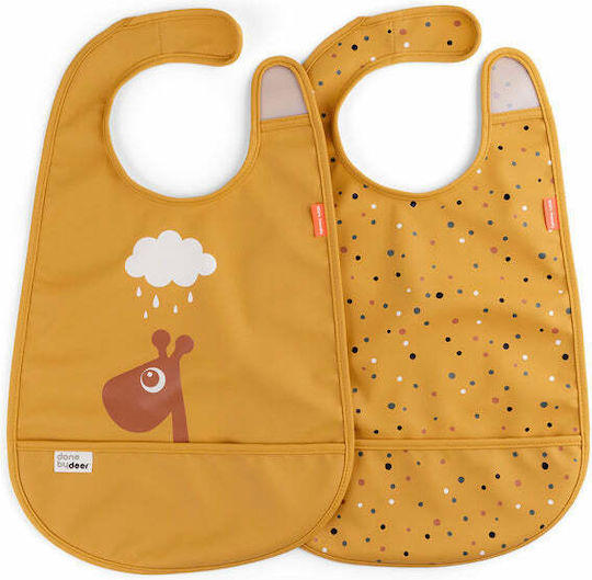 Done by Deer Raffi Bib Fabric with Hoop & Loop Fastener & Pocket Yellow 2pcs