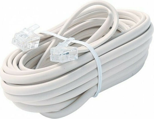 Flat Telephone Cable RJ11 6P4C 1.5m White (TEL/1,5M)