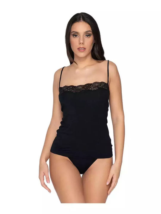 Luna Women's T-Shirt with Spaghetti Strap Black