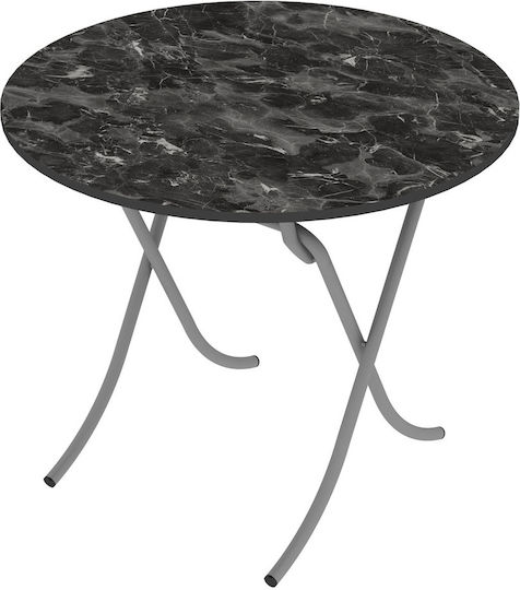 Mountain Top Masă Rotundă Pliabilă Pentru Bucătărie Din Lemn Cu Ramă Metalică Neagră 90x90x75cm