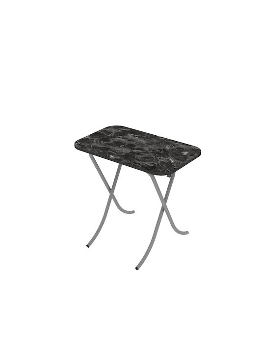 Mountain Top Table Kitchen Collapsible Wooden with Metal Frame Black 80x50x75cm