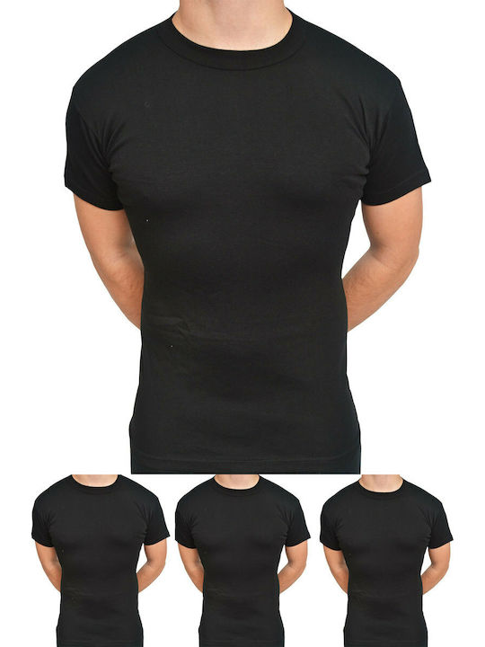 Men's Short Sleeve Undershirts Black 4Pack