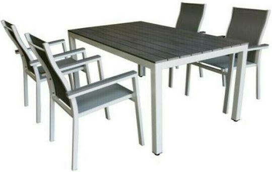 Garten- und Outdoor-Möbelsets Speisesaal Bianca 5 Stück Grau