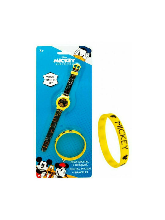 Kids Licensing Mickey Kinder Digitaluhr mit Kautschuk/Plastik Armband Gelb