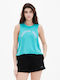 Damen Sport Crop Top Ärmellos Türkis