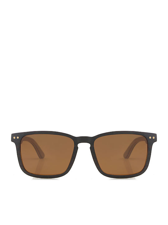 Daponte Women's Sunglasses with Gray Wooden Frame and Brown Polarized Lens DAP314E 5