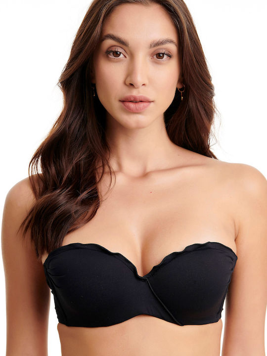 Erka Mare Strapless Bikini Top Μαύρο