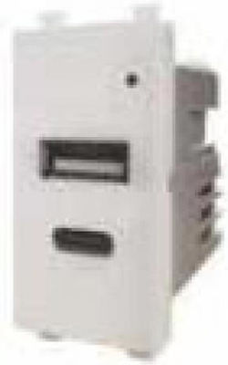 Lineme Power Socket with 2 USB Ports White