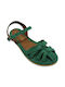 Women's anatomic leather sandal in green color