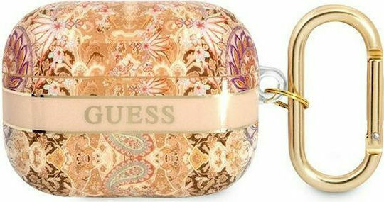 Guess Paisley Strap Hülle Silikon in Gold Farbe für Apple AirPods Pro