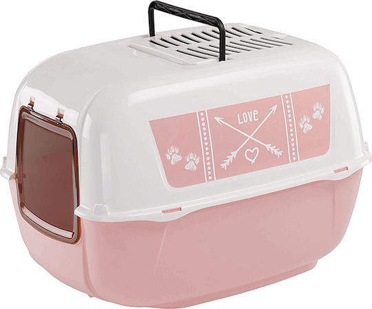 Ferplast Prima Cat Toilet Closed with Filter Pink L52.5 x W38 x H39.5cm