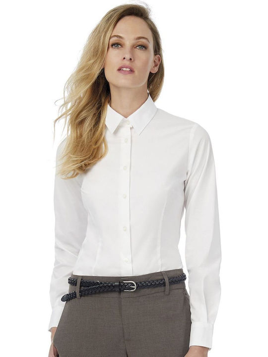 Long sleeve shirt B&C Black Tie LSL Women White