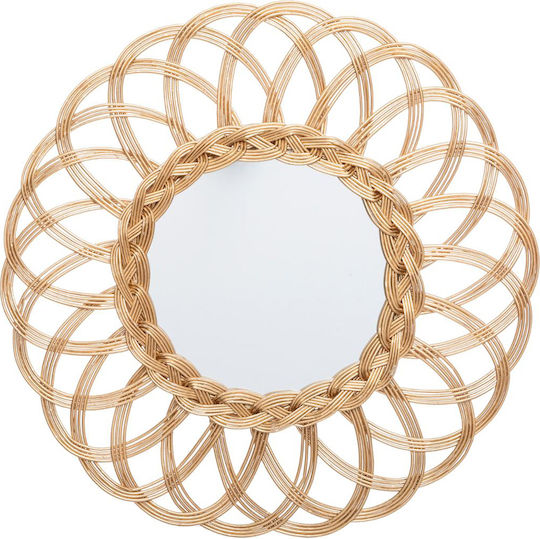 Atmosphera Wandspiegel mit Gold Rattan Rahmen Durchmesser 51cm 1Stück