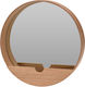 Wall Mirror with Brown Wooden Frame Diameter 45cm 1pcs