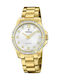 Festina Crystals Damenuhr 34,5mm Batterie mit Gold Rostfreier Stahl Armband