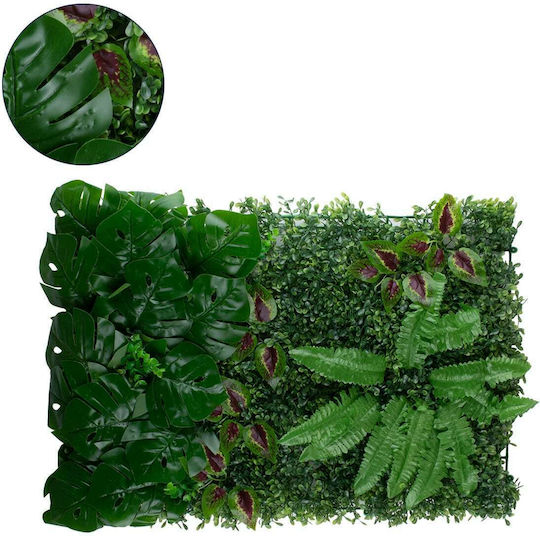 GloboStar Künstliches Laubpaneel Pixari - Farn - Monstera - Amarantos 60x40cm