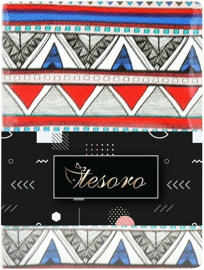 Tesoro Ethnic Σετ 4 Σημειωματάρια 120 Φύλλων Ριγέ με Σκληρό Εξώφυλλο Κίτρινα Μπλε Τρίγωνα