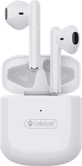 Celebrat W16 Earbud Bluetooth Handsfree Ακουστικά με Θήκη Φόρτισης Λευκά