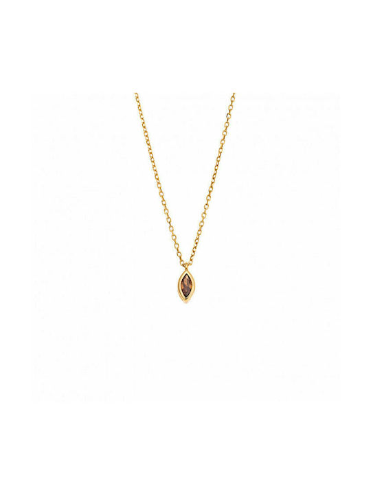Senza Women s Gold Plated Silver Necklace with Zircon SSR2779 14GD