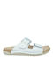 Leather Women's Flat Sandals in White Color