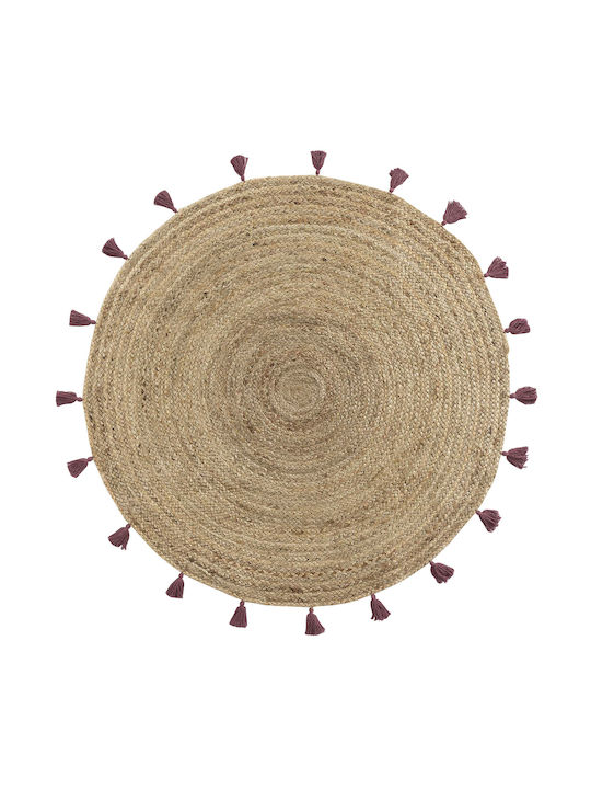 L-C Shira Χαλί Στρογγυλό Καλοκαιρινό Ψάθινο Bordeaux Φ120cm