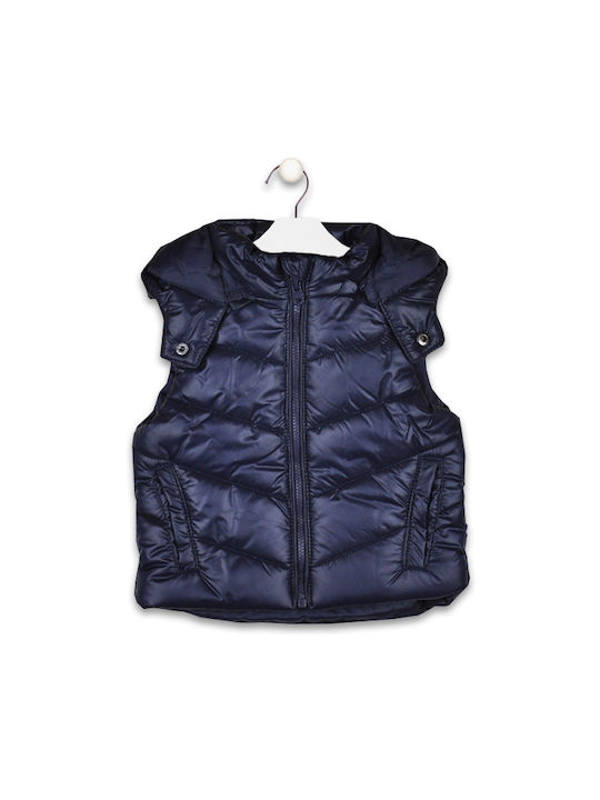 Losan Kids Quilted Jacket Sleeveless short Hooded Navy Blue -1419