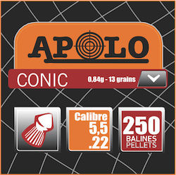 Apolo Apolo Conic Pellets Luftgewehr 5.5mm 250pcs 250τμχ VAS-CONIC-BOX-55-250 Apolo Apolo Conic Pellets Luftgewehr 5.5mm 250pcs 250τμχ VAS-CONIC-BOX-55-250